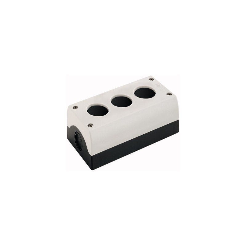 caja gris, 3 perforaciones